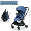 2 in 1 Kinderwagen mit verstellbarem Verdeck Klappbarer Kinderwagen 92 x 53,5 x 100 cm Blau
