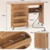 2 in 1 Klappbarer Nähtisch mit Ladestation & Regalen Nähmaschinenschrank Nähschrank Natur