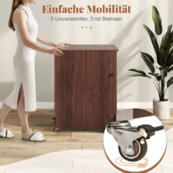 2 in 1 Klappbarer Nähtisch mit Ladestation & Regalen Nähmaschinenschrank Nähschrank Kaffee