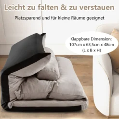 3 in 1 Klappbares Bodensofa mit Schlaffunktion & Verstellbarer Rückenlehne Grau