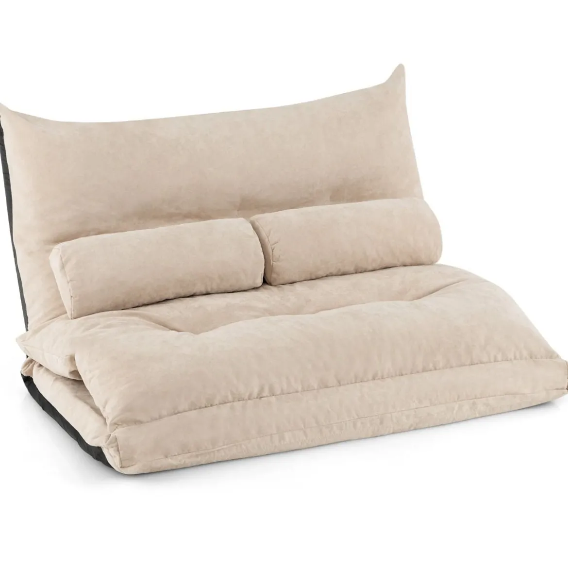 3 in 1 Klappbares Bodensofa mit Schlaffunktion & Verstellbarer Rückenlehne Beige