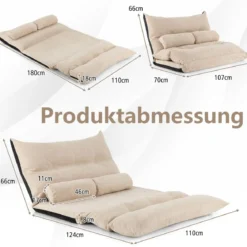 3 in 1 Klappbares Bodensofa mit Schlaffunktion & Verstellbarer Rückenlehne Beige