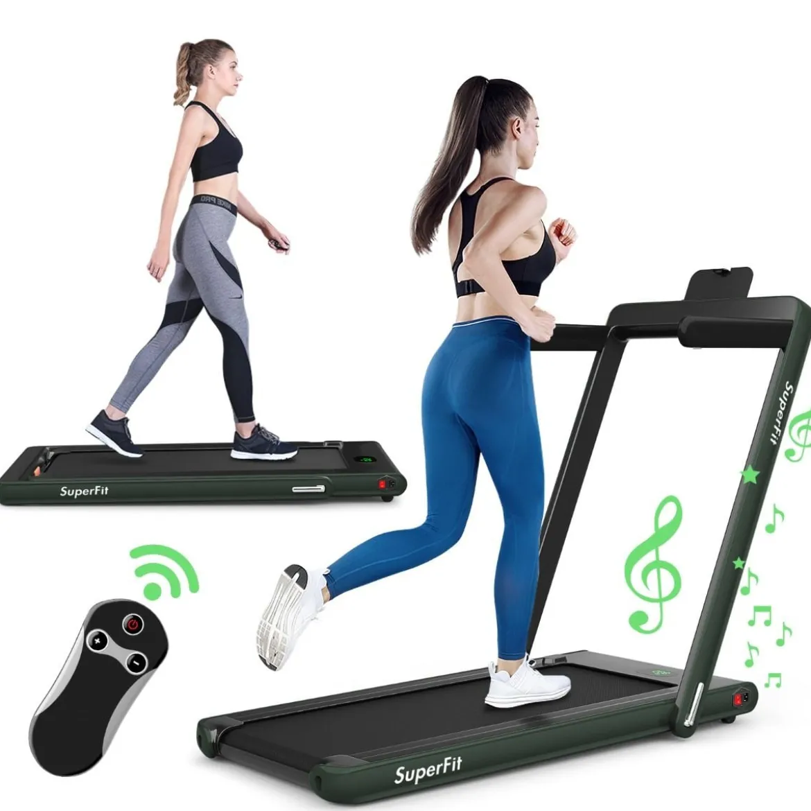 2 in 1 Klappbares Laufband 2,25 HP Tragbares Elektrisches Laufband