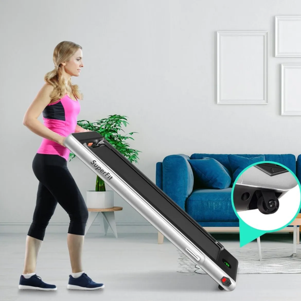 2 in 1 Klappbares Laufband 2,25 HP Tragbares Elektrisches Laufband