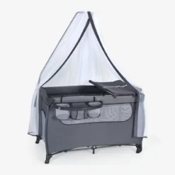 3 in 1 klappbares Reisebett & Wickeltisch & Laufstall 120 x 60cm Kinderbett 2 Ebenen Babybett inkl. Wickelauflage