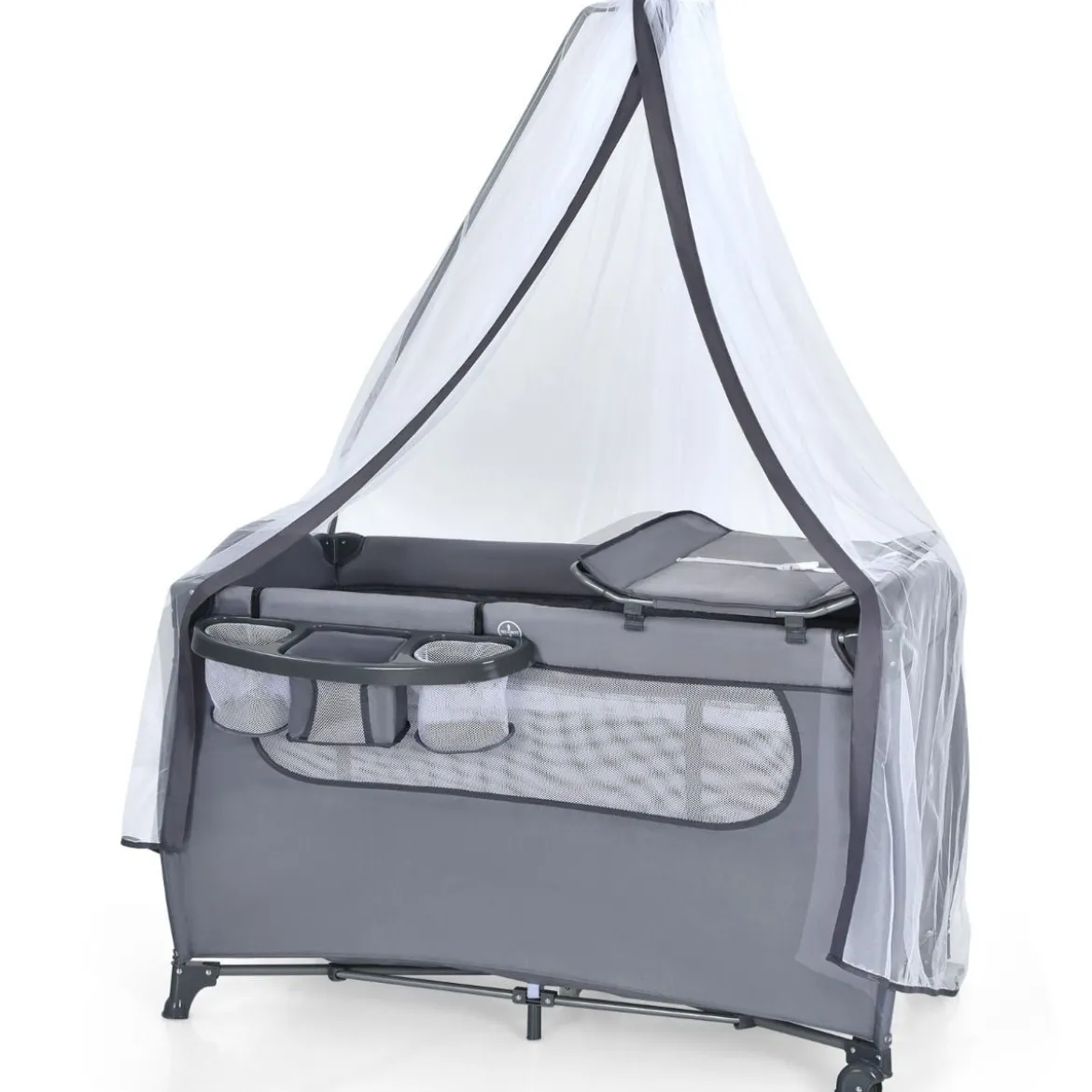 3 in 1 klappbares Reisebett & Wickeltisch & Laufstall 120 x 60cm Kinderbett 2 Ebenen Babybett inkl. Wickelauflage