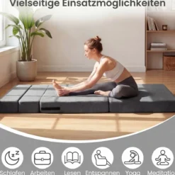 3 In 1 Klappbares Schlafsofa Chenille Mit 2 Kissen für Wohnzimmer Schlafzimmer Home Office Grau