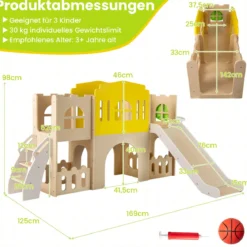 7-in-1 Kleinkind-Rutsche mit Kletterleiter Basketballkorb Tunnel & Stauraum Kinder Rutsche Bunt