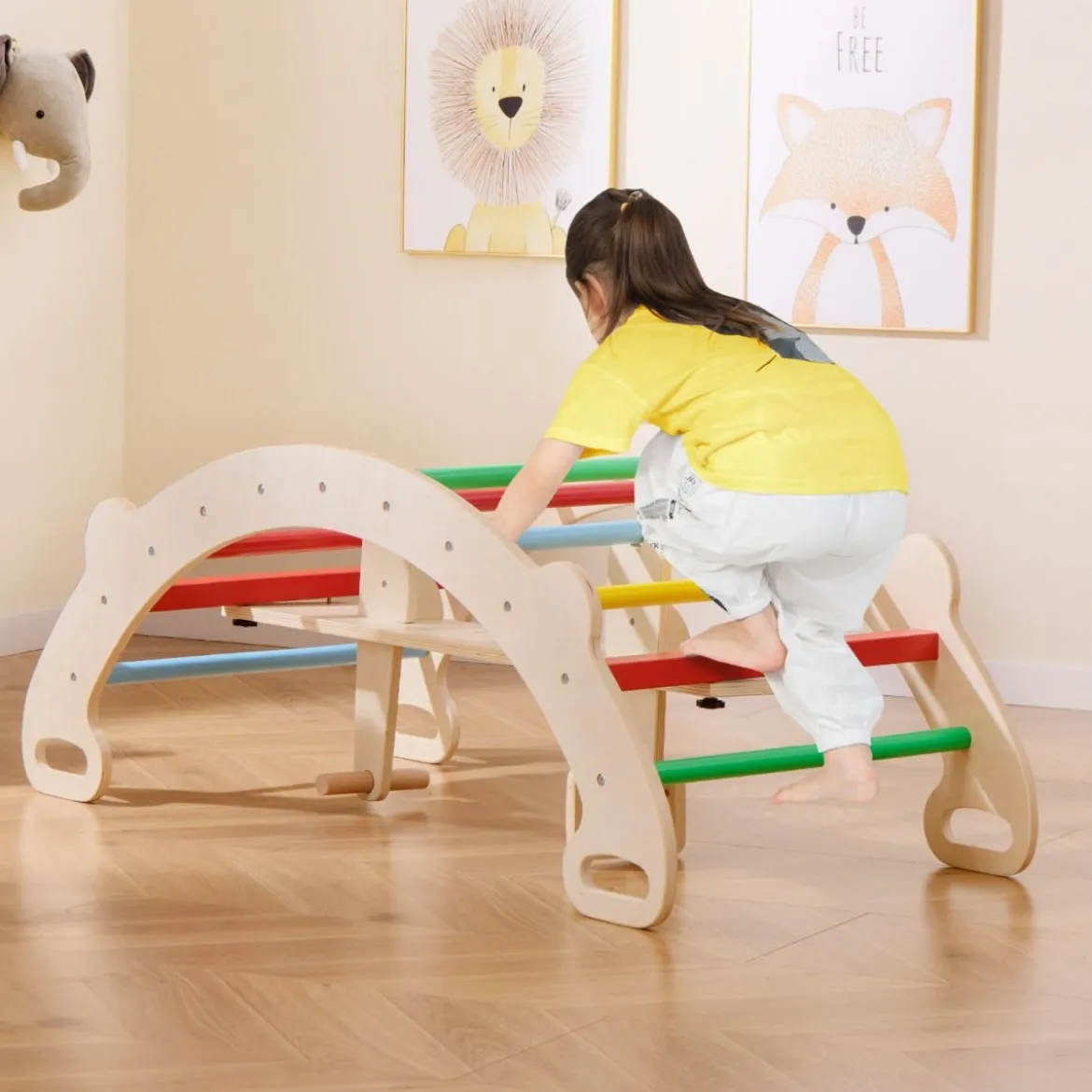 4 in 1 Kletterbogen mit Abnehmbarem Sitz Klettergerüst zum Wippen Schaukeln Klettern Krabbeln