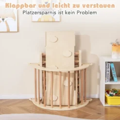 4 in 1 Kletterdreieck mit Rutsche & Kletterbogen & Doppelseitige Rampe Klettergerüst Natur/Bunt/Mehrfärbig/Grau/Weiß