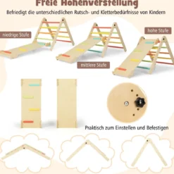 7 in 1 Kletterdreieck mit Rutsche Klettergerüst für Kinder ab 3 Jahren Tritthocker Kreidetafel