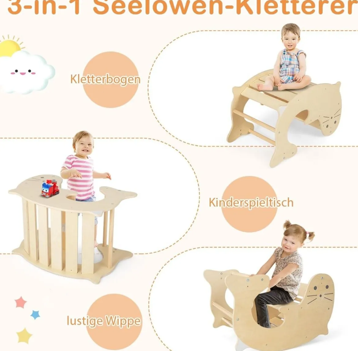 7 in 1 Klettergerüst Kletterdreieck mit Rutsche Kletterdreieck für Kinder ab 3 Jahren