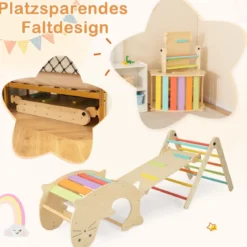 7 in 1 Klettergerüst Kletterdreieck mit Rutsche Kletterdreieck für Kinder ab 3 Jahren