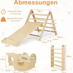 7 in 1 Klettergerüst Kletterdreieck mit Rutsche Kletterdreieck für Kinder ab 3 Jahren