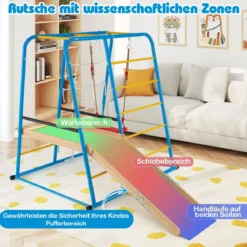 6 in 1 Klettergerüst Schaukel & Rutsche & Kletterstange & Kletterleiter & Seilwand für Kinder ab 3 Jahre