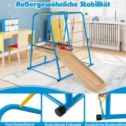 6 in 1 Klettergerüst Schaukel & Rutsche & Kletterstange & Kletterleiter & Seilwand für Kinder ab 3 Jahre