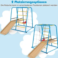 6 in 1 Klettergerüst Schaukel & Rutsche & Kletterstange & Kletterleiter & Seilwand für Kinder ab 3 Jahre