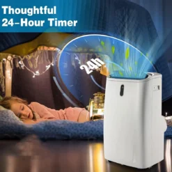 5 in 1 Klimagerät 14000 BTU Heiz&Kühl&Ventilator&Entfeucht Tragbare Klimaanlage für 40 ㎡ 44,5 x 39 x 77 cm Weiß