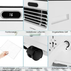 4 in 1 Klimagerät Kühlen&Ventilieren&Entfeuchten Tragbares Klimagerät mit Fernbedienung 9000 BTU für 30㎡