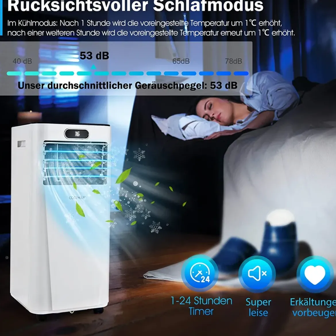4 in 1 Klimagerät Kühlen&Ventilieren&Entfeuchten Tragbares Klimagerät mit Fernbedienung 9000 BTU für 30㎡