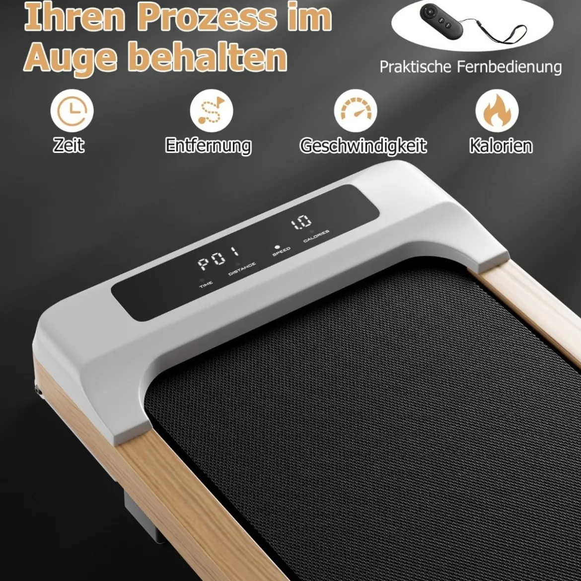 2 in 1 Laufband 2,25HP Walking Pad unter dem Schreibtisch 1-6km/h mit Fernbedienung tragbar 120 x 54 x 13 cm