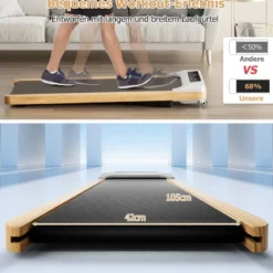 2 in 1 Laufband 2,25HP Walking Pad unter dem Schreibtisch 1-6km/h mit Fernbedienung tragbar 120 x 54 x 13 cm