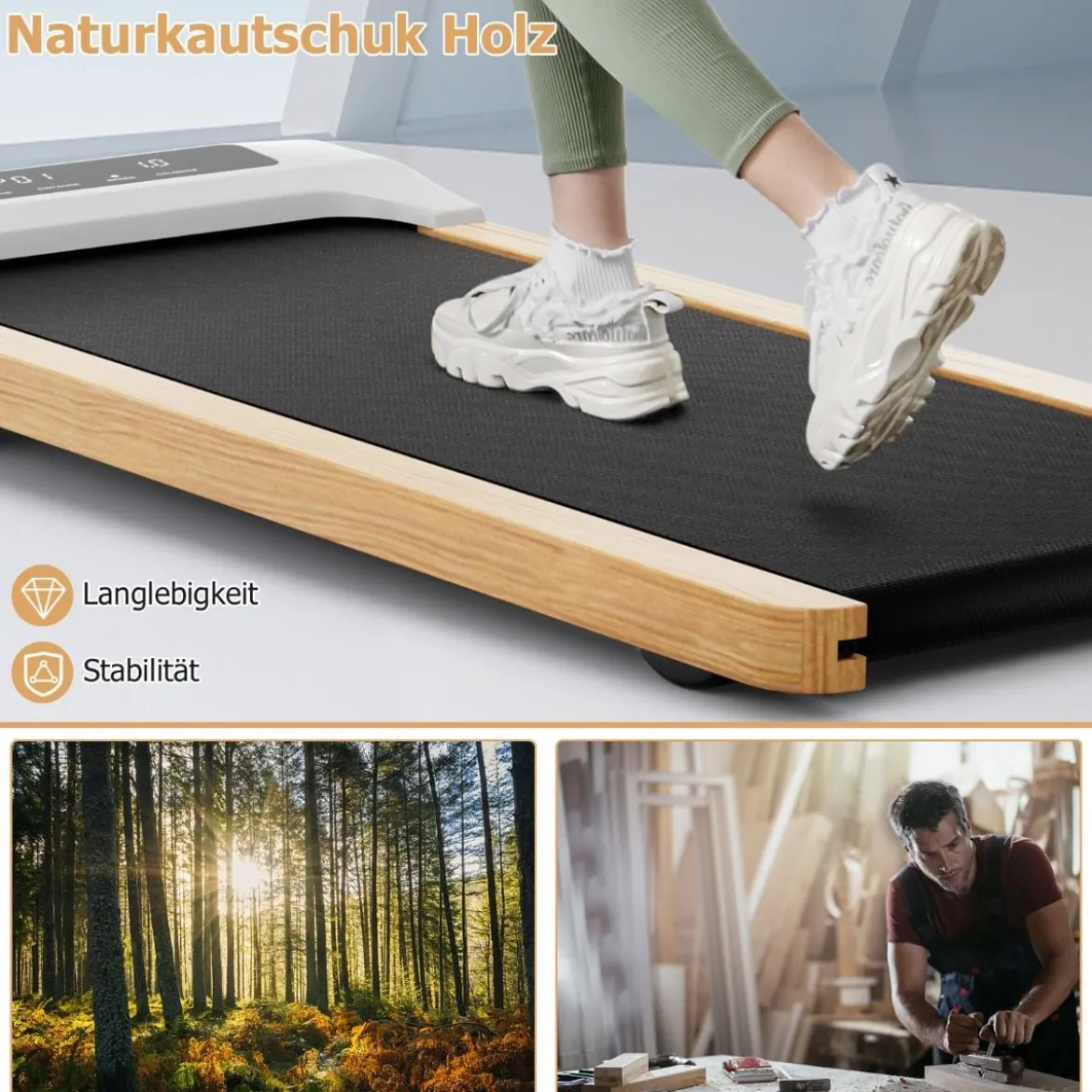 2 in 1 Laufband 2,25HP Walking Pad unter dem Schreibtisch 1-6km/h mit Fernbedienung tragbar 120 x 54 x 13 cm
