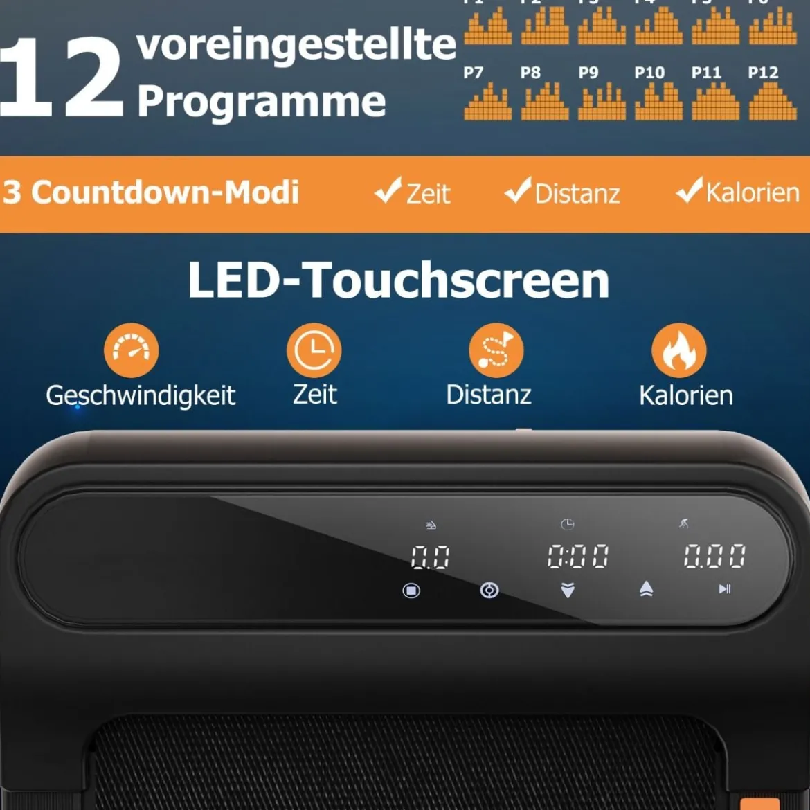 2 in 1 Laufband Unter dem Schreibtisch mit Uhrähnlicher Fernbedienung & LED-Anzeige