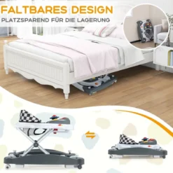 6 in 1 Lauflernhilfe Lauflernwagen mit abnehmbarem Spielboard & Fußpolste Blau/Grau/Rosa