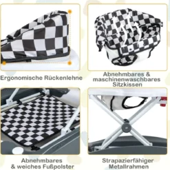 6 in 1 Lauflernhilfe Lauflernwagen mit abnehmbarem Spielboard & Fußpolste Blau/Grau/Rosa