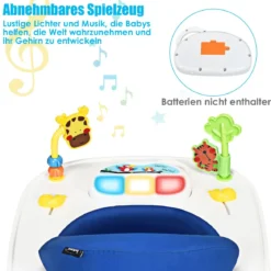 2-in-1 Lauflernhilfe mit 3 Einstellbaren Höhen & 360° drehbaren Rädern Weiß + Blau