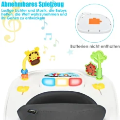 2-in-1 Lauflernhilfe mit 3 Einstellbaren Höhen & 360° drehbaren Rädern Weiß + Grau
