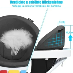 2-in-1 Lauflernhilfe mit 3 Einstellbaren Höhen & 360° drehbaren Rädern Weiß + Grau