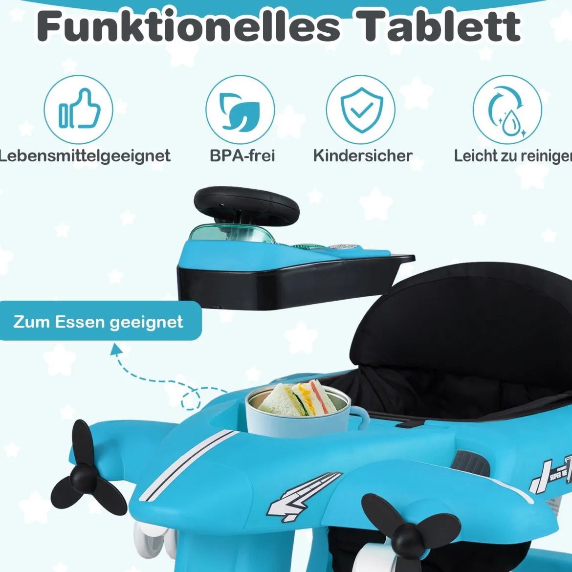 6 in 1 Lauflernhilfe mit Verstellbarer Höhe & Geschwindigkeit Klappbarer Lauflernwagen