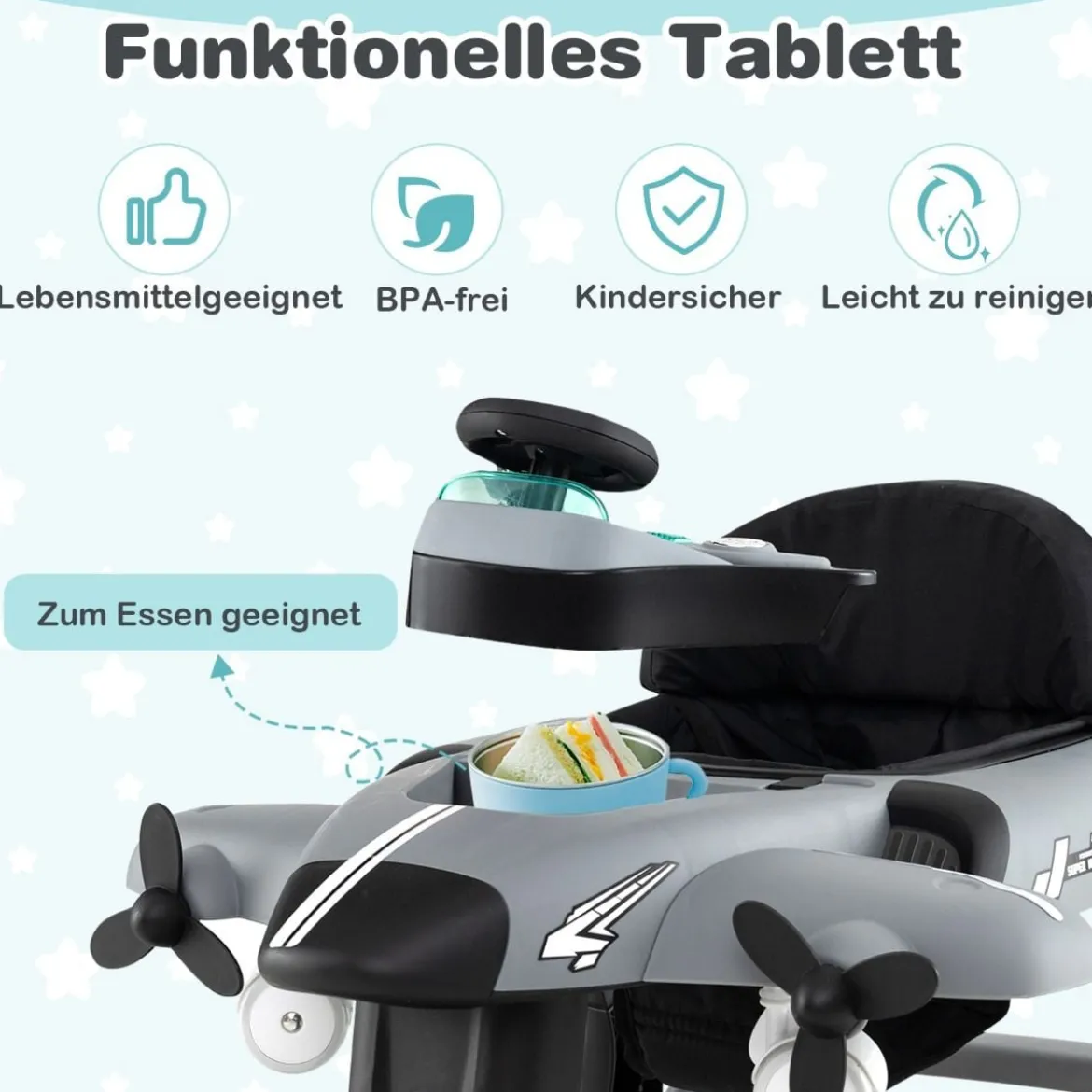 6 in 1 Lauflernhilfe mit Verstellbarer Höhe & Geschwindigkeit Klappbarer Lauflernwagen