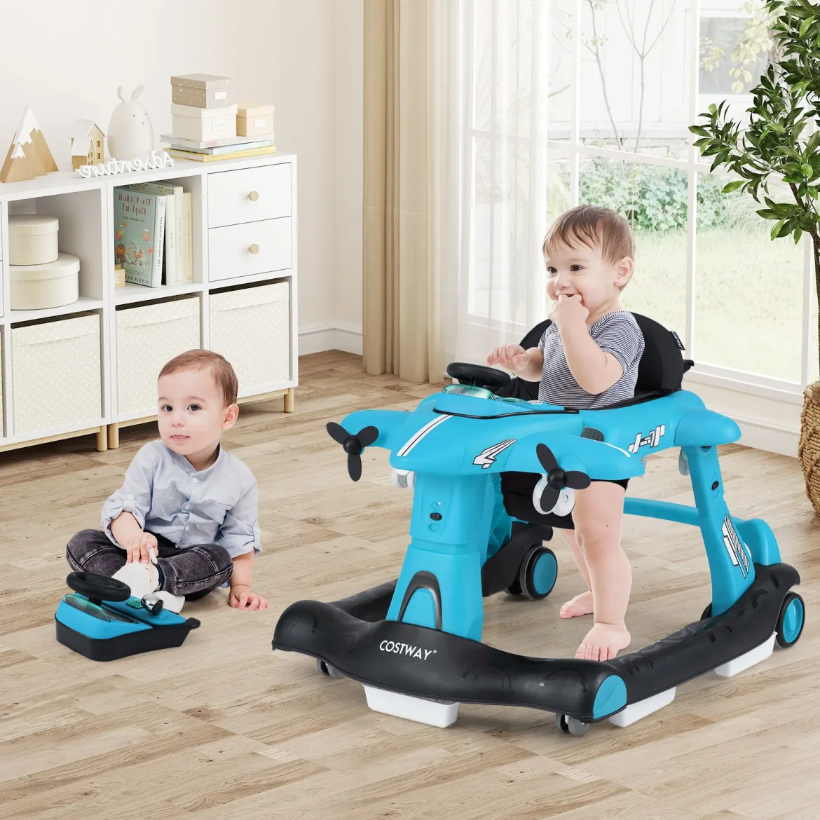6 in 1 Lauflernhilfe mit Verstellbarer Höhe & Geschwindigkeit Klappbarer Lauflernwagen