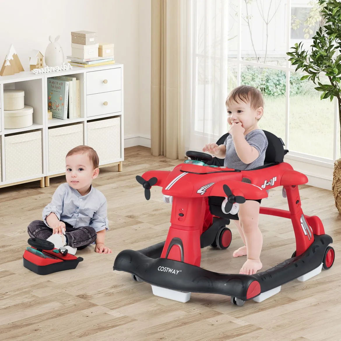 6 in 1 Lauflernhilfe mit Verstellbarer Höhe & Geschwindigkeit Klappbarer Lauflernwagen
