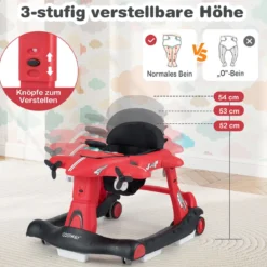 6 in 1 Lauflernhilfe mit Verstellbarer Höhe & Geschwindigkeit Klappbarer Lauflernwagen