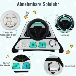6 in 1 Lauflernhilfe mit Verstellbarer Höhe & Geschwindigkeit Klappbarer Lauflernwagen