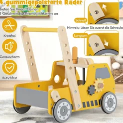 2-in-1 Lauflernwagen Holz Lauflernhilfe mit Multi-Aktivitätszentrum Baby Walker Laufwagen