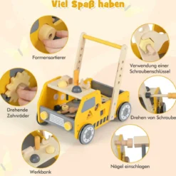 2-in-1 Lauflernwagen Holz Lauflernhilfe mit Multi-Aktivitätszentrum Baby Walker Laufwagen