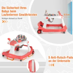 2 in 1 Lauflernwagen Klappbarer Lauflernwage Schwarz/Grün/Grau/Orange/Schwarz+ Weiß