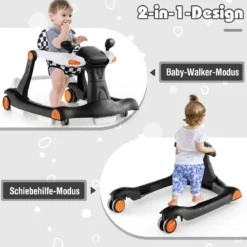 2 in 1 Lauflernwagen Klappbarer Lauflernwage Schwarz/Grün/Grau/Orange/Schwarz+ Weiß