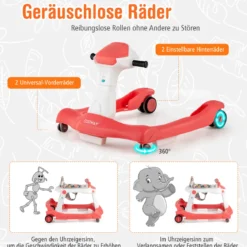 2 in 1 Lauflernwagen Klappbarer Lauflernwage Schwarz/Grün/Grau/Orange/Schwarz+ Weiß