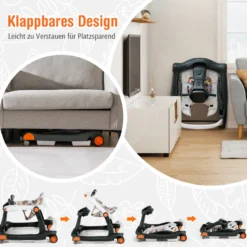 2 in 1 Lauflernwagen Klappbarer Lauflernwage Schwarz/Grün/Grau/Orange/Schwarz+ Weiß
