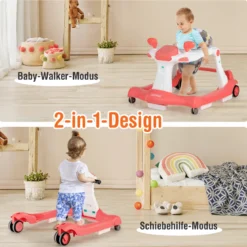 2 in 1 Lauflernwagen Klappbarer Lauflernwage Schwarz/Grün/Grau/Orange/Schwarz+ Weiß