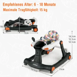 2 in 1 Lauflernwagen Klappbarer Lauflernwage Schwarz/Grün/Grau/Orange/Schwarz+ Weiß