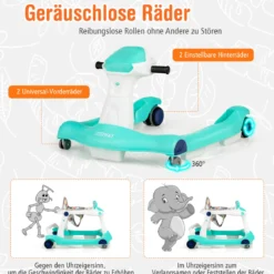 2 in 1 Lauflernwagen Klappbarer Lauflernwage Schwarz/Grün/Grau/Orange/Schwarz+ Weiß