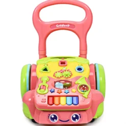2 in 1 Lauflernwagen mit Lichtern und Musik Baby-Lauflernhilfe 35,5 x 43 x 46-53 cm Bunt