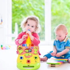 2 in 1 Lauflernwagen mit Lichtern und Musik Baby-Lauflernhilfe 35,5 x 43 x 46-53 cm Bunt